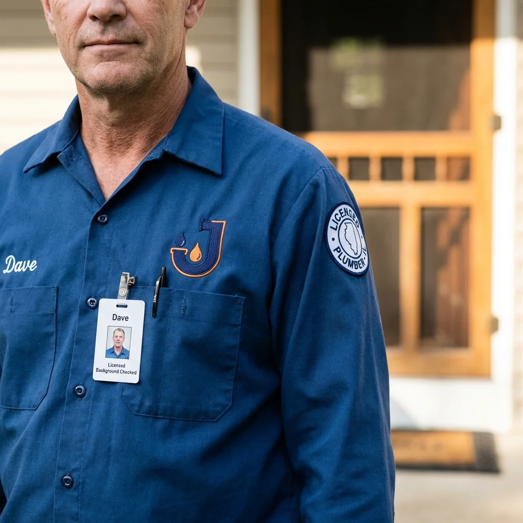 Licensed plumber showing ID badge in Saint Martinville, LA