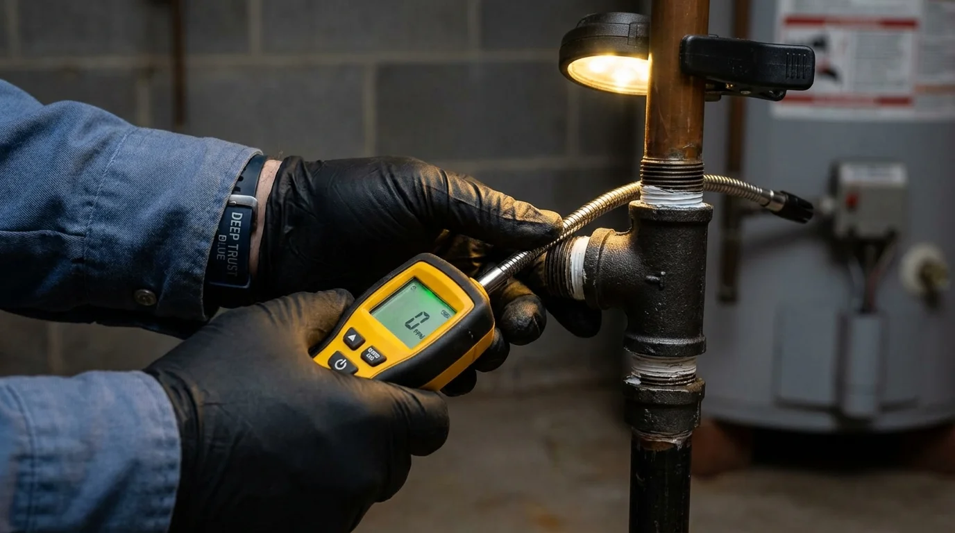 Gas leak detection with electronic sniffer by Johns Plumbing LLC in Saint Martinville