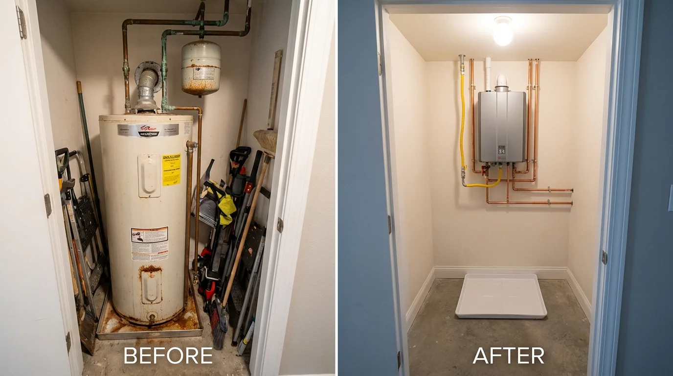 Tank water heater versus wall-mounted tankless unit comparison for Saint Martinville, LA homeowners